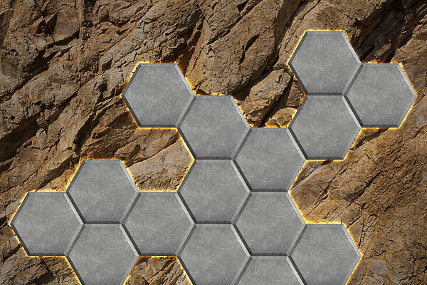 Hexagones de pierre sur un rocher Hexagones de pierre sur un rocher