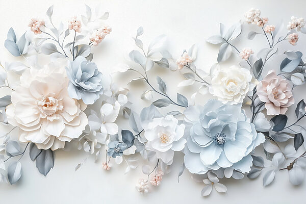 Groupe de fleurs sur une surface blanche Groupe de fleurs sur une surface blanche