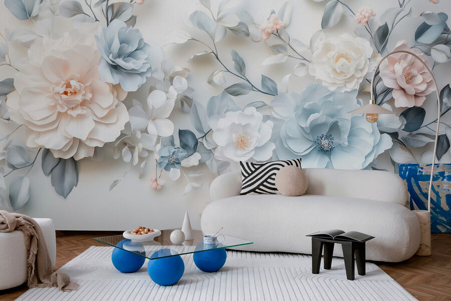 Groupe de fleurs sur une surface blanche