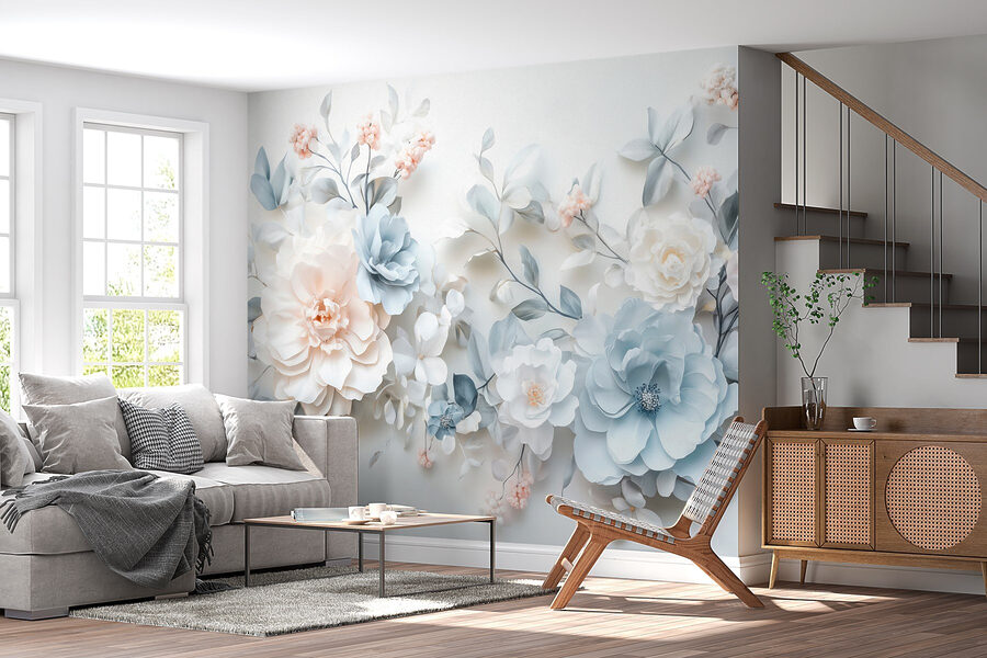 Groupe de fleurs sur une surface blanche