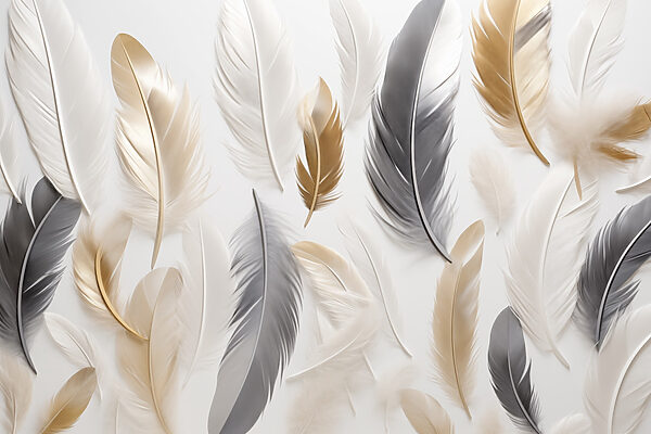 Groupe de plumes sur une surface blanche Groupe de plumes sur une surface blanche