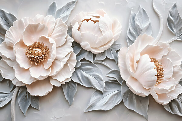 Groupe de fleurs blanches avec feuilles Groupe de fleurs blanches avec feuilles