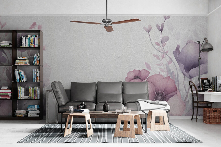 Peinture de fleurs sur une surface blanche
