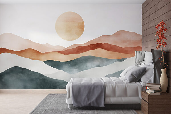 Peinture de montagnes et de soleil Peinture de montagnes et de soleil