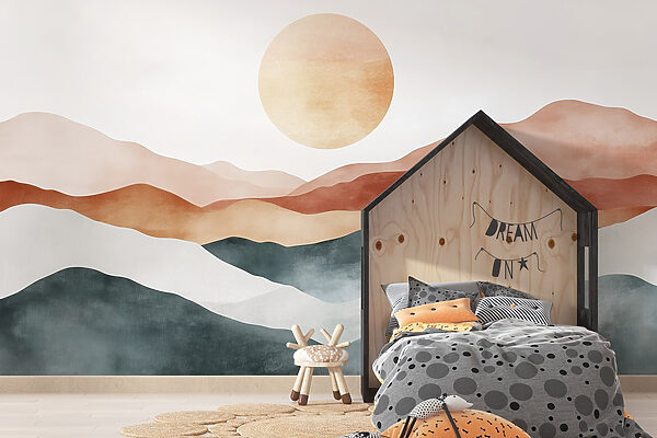 Peinture de montagnes et de soleil Peinture de montagnes et de soleil