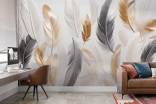 Groupe de plumes sur une surface blanche Groupe de plumes sur une surface blanche