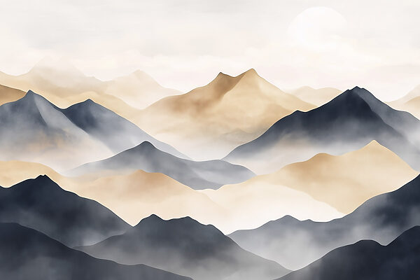 Chaîne de montagnes avec brouillard Chaîne de montagnes avec brouillard