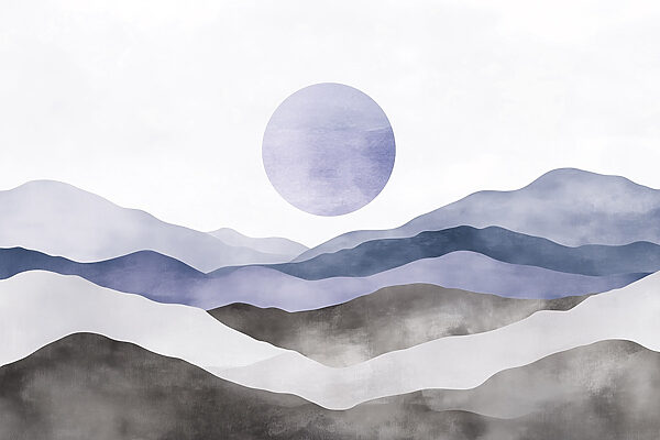 Paysage avec des montagnes et un soleil Paysage avec des montagnes et un soleil