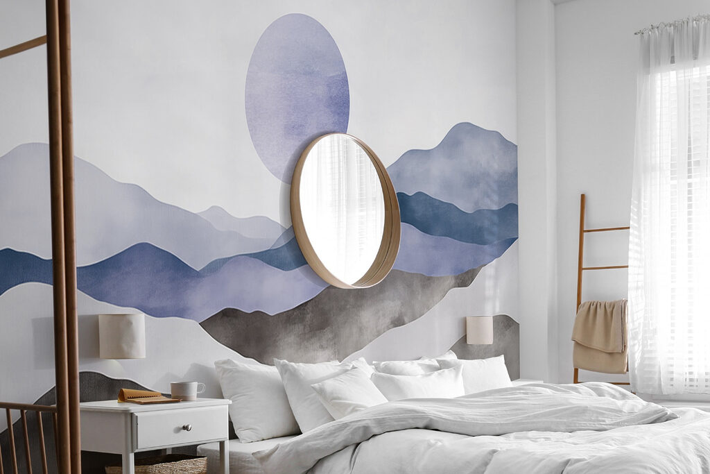 Landscape with mountains and a sun Landscape with mountains and a sun