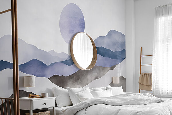 Paysage avec des montagnes et un soleil Paysage avec des montagnes et un soleil