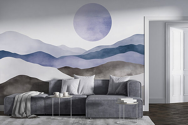 Paysage avec des montagnes et un soleil Paysage avec des montagnes et un soleil