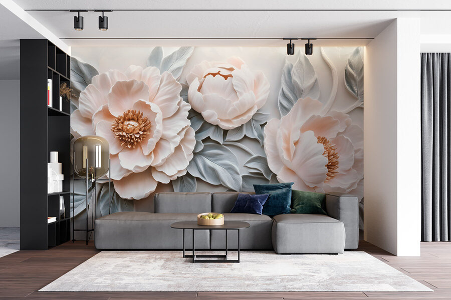 Groupe de fleurs blanches avec feuilles
