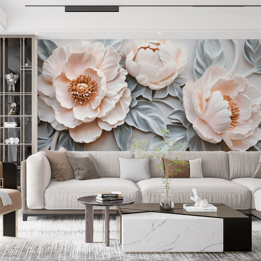 Groupe de fleurs blanches avec feuilles