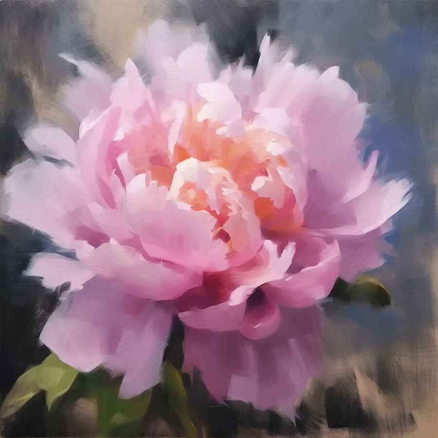 Fleur rose avec feuilles vertes