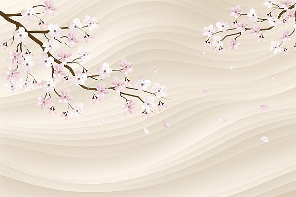 Branche d'arbre avec des fleurs blanches et roses Branche d'arbre avec des fleurs blanches et roses