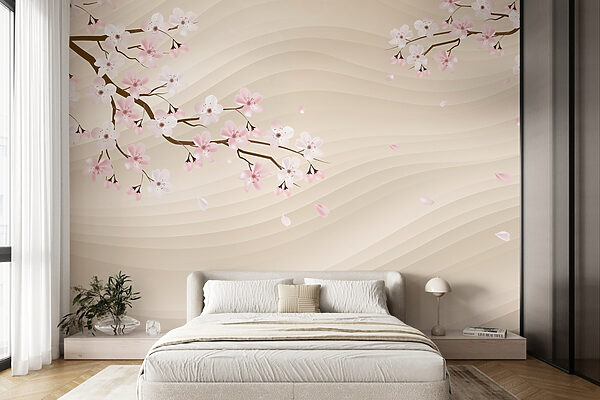 Branche d'arbre avec des fleurs blanches et roses Branche d'arbre avec des fleurs blanches et roses