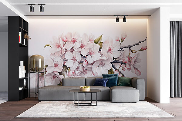 Peinture de fleurs blanches sur une branche Peinture de fleurs blanches sur une branche
