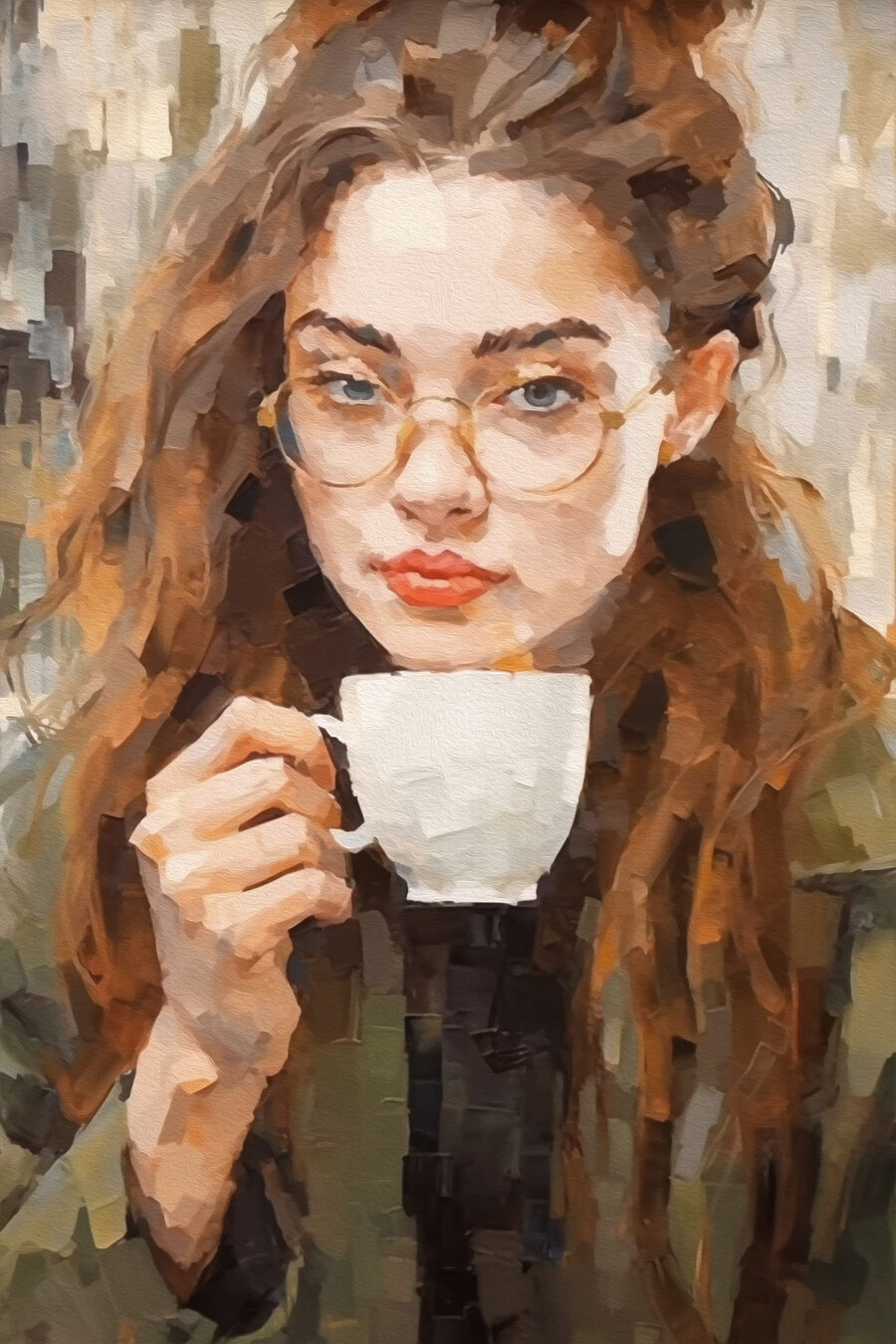 Femme tenant une tasse blanche