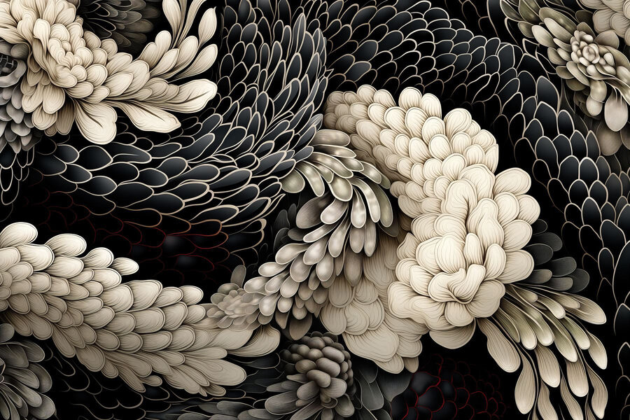 Motif floral complexe dans des tons neutres