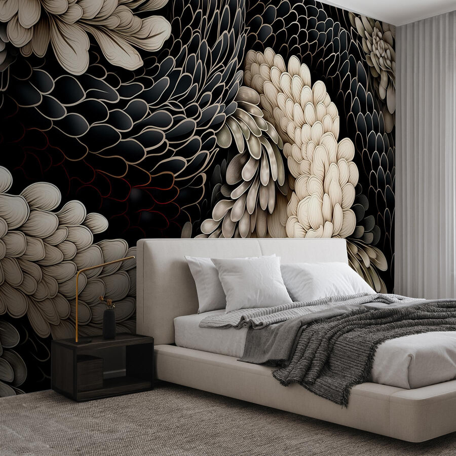 Motif floral complexe dans des tons neutres