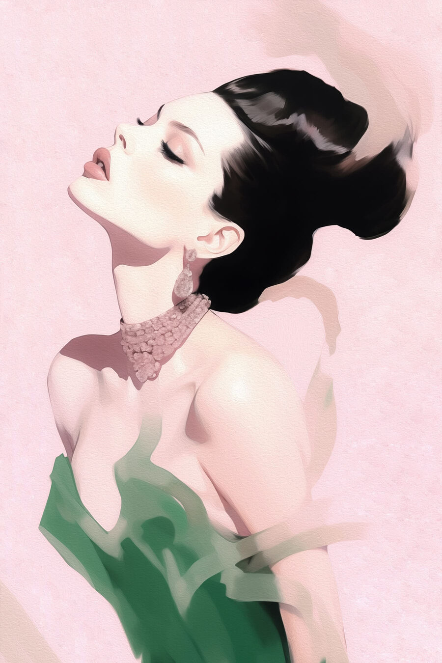 Femme avec une coiffure haute