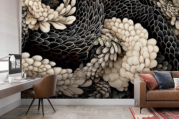 Motif floral complexe dans des tons neutres Motif floral complexe dans des tons neutres