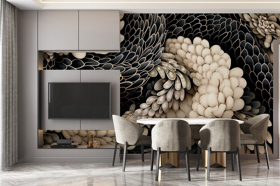 Motif floral complexe dans des tons neutres