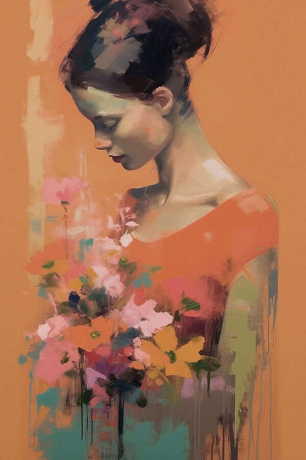 Femme tenant des fleurs Femme tenant des fleurs