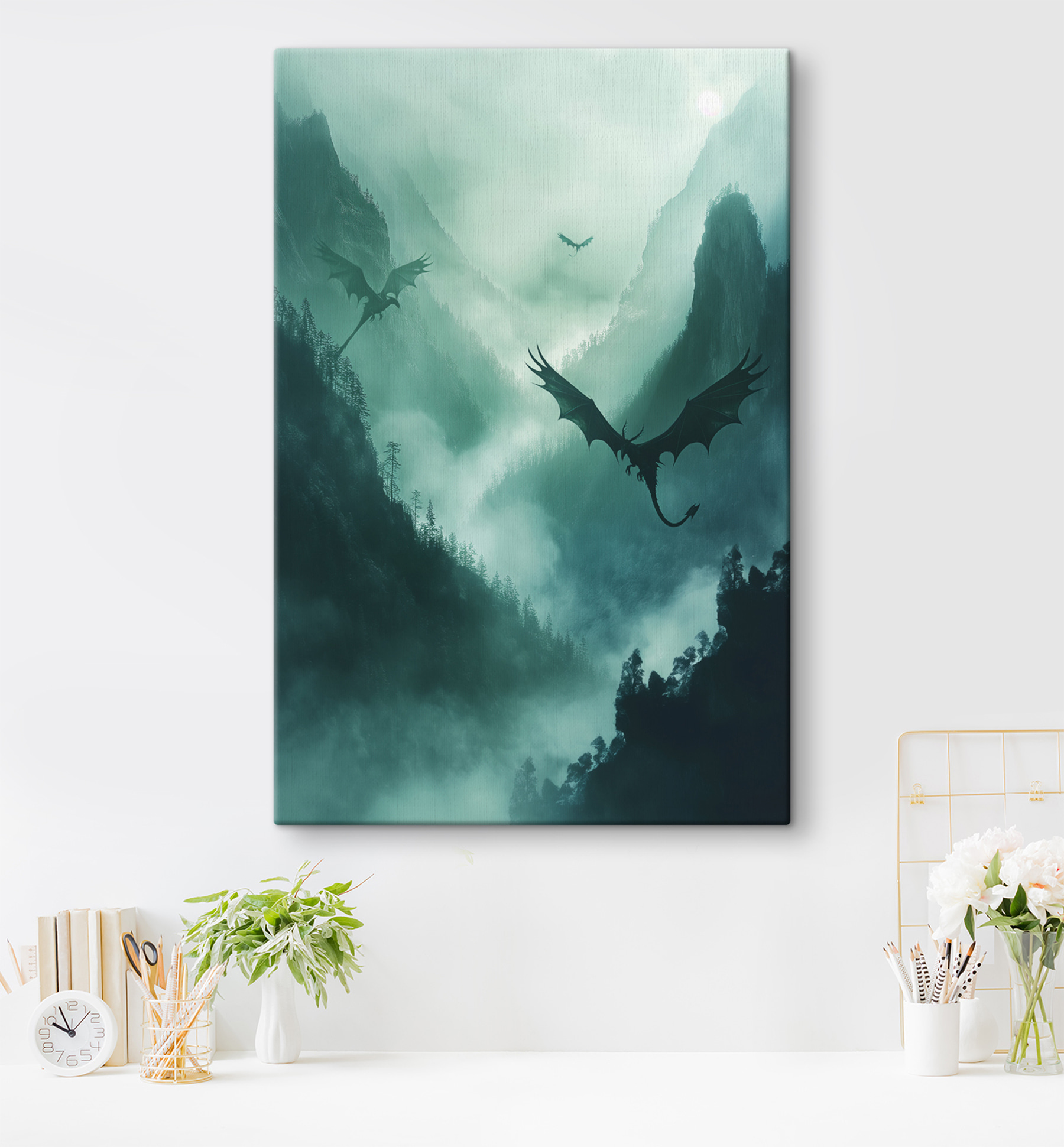 Group of dragons flying in the sky Group of dragons flying in the sky