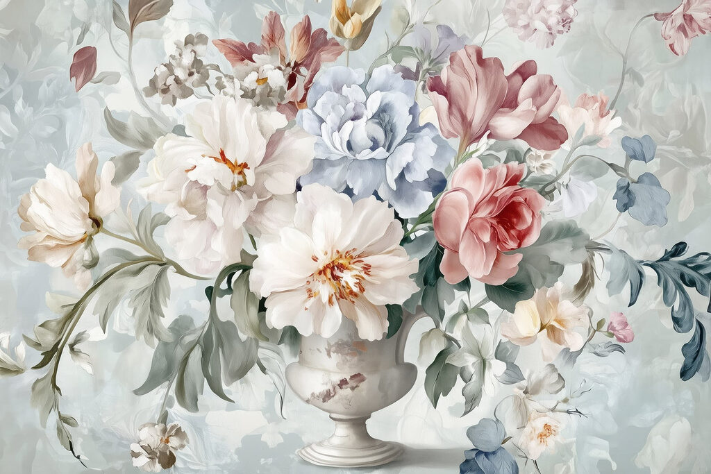 Painting of flowers in a vase