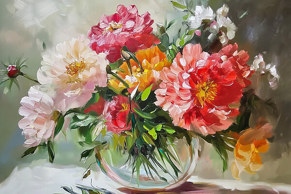 Peinture de fleurs dans un vase Peinture de fleurs dans un vase