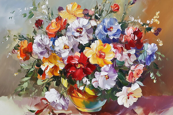 Peinture de fleurs dans un vase Peinture de fleurs dans un vase