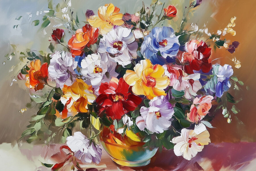 Peinture de fleurs dans un vase