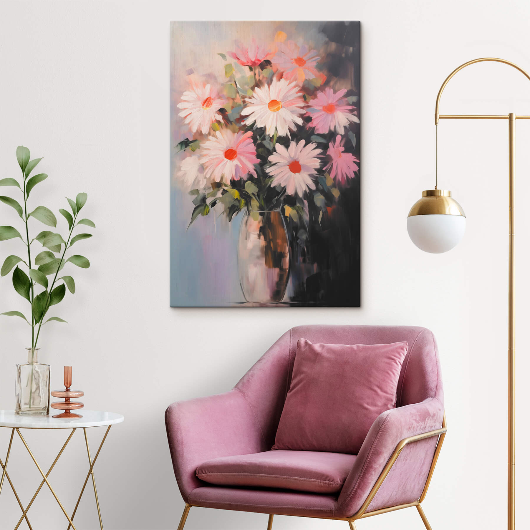 Painting of flowers in a vase