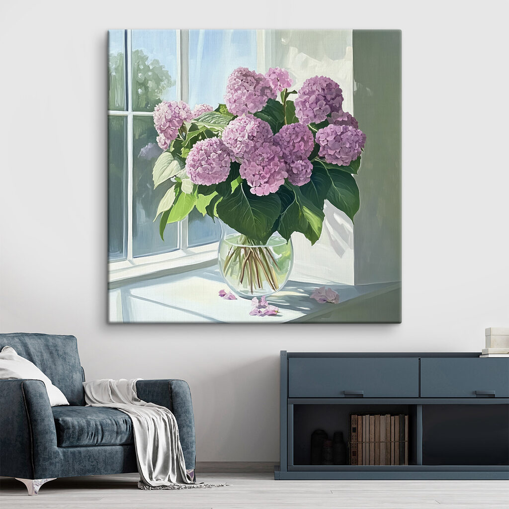 Painting of a vase of flowers Painting of a vase of flowers