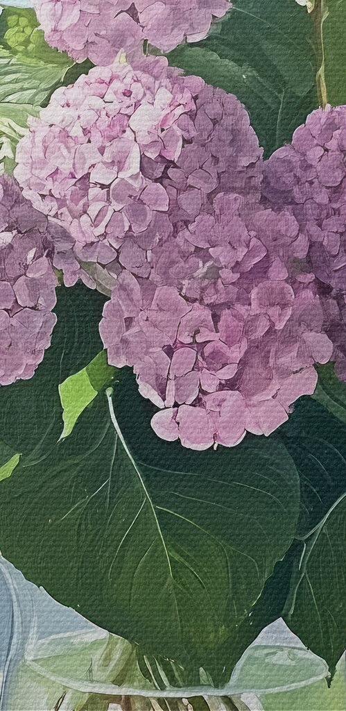 Painting of a vase of flowers Painting of a vase of flowers