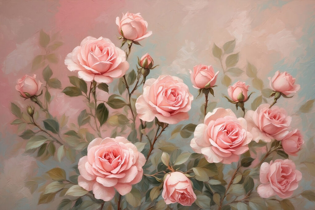 Painting of pink roses