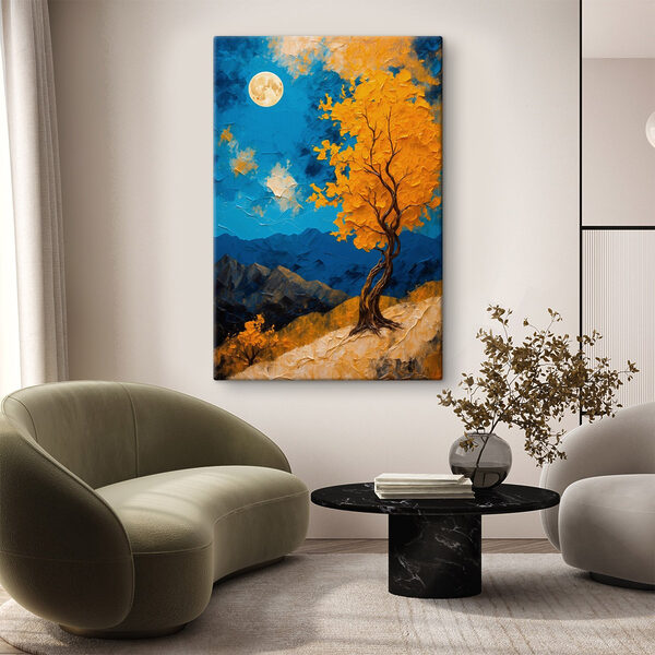 Peinture d'un arbre aux feuilles jaunes Peinture d'un arbre aux feuilles jaunes
