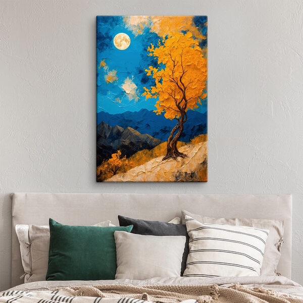 Peinture d'un arbre aux feuilles jaunes Peinture d'un arbre aux feuilles jaunes