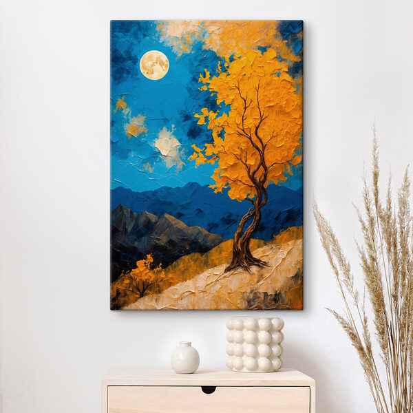 Peinture d'un arbre aux feuilles jaunes Peinture d'un arbre aux feuilles jaunes