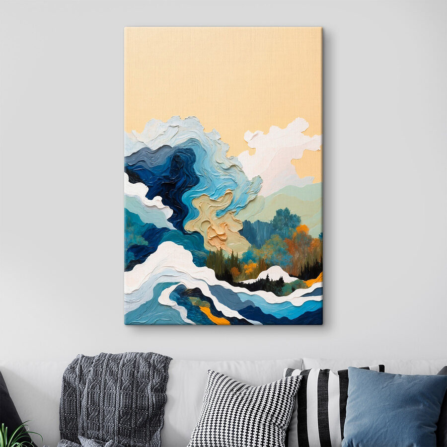 Peinture d'arbres et de nuages