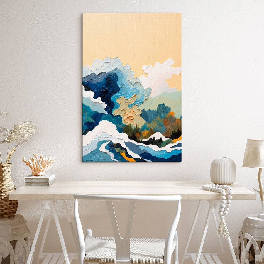 Peinture d'arbres et de nuages