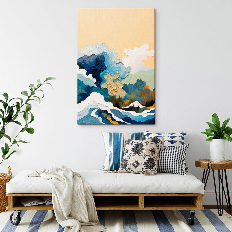 Peinture d'arbres et de nuages