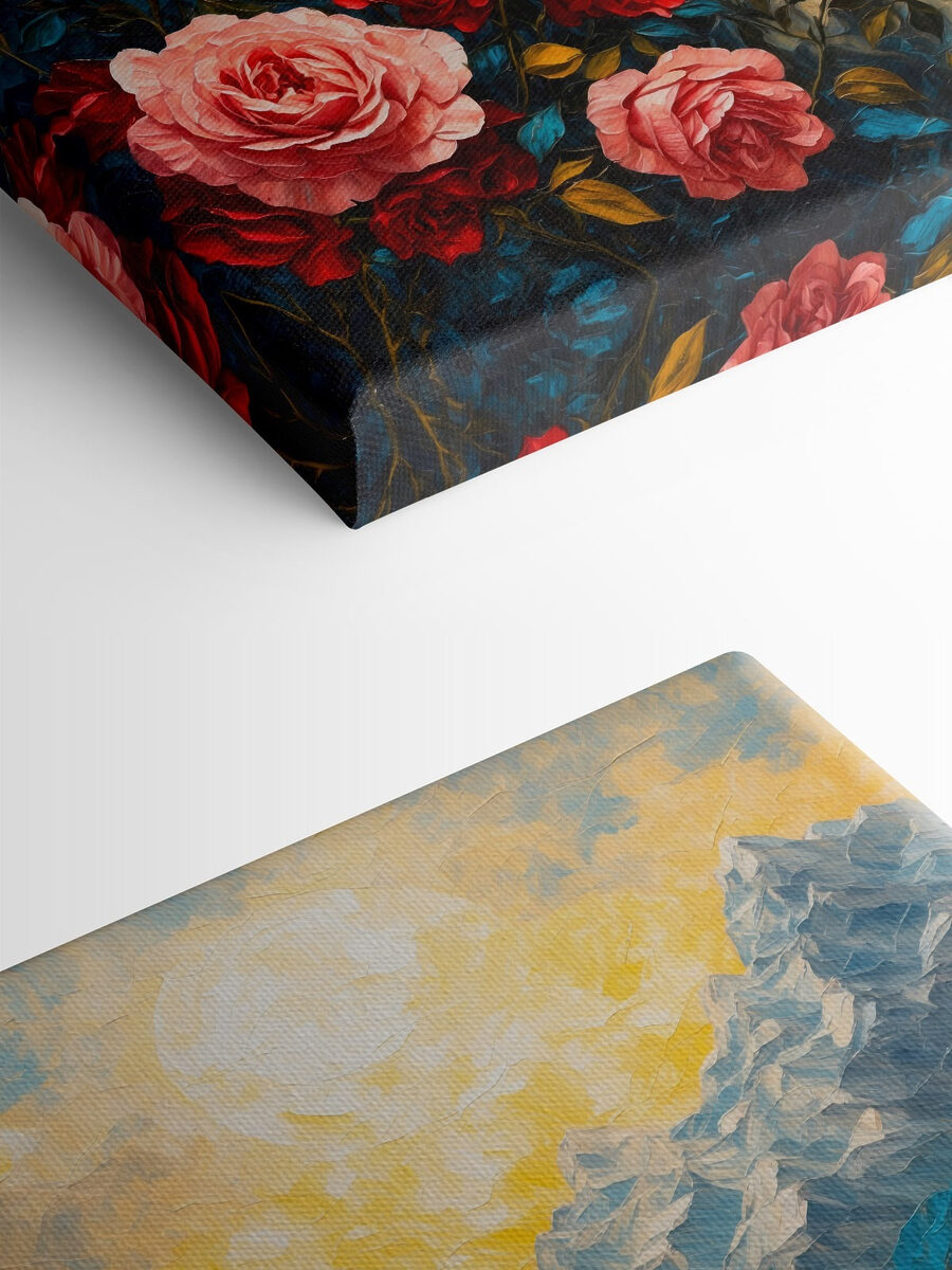 Peinture de fleurs et de montagnes