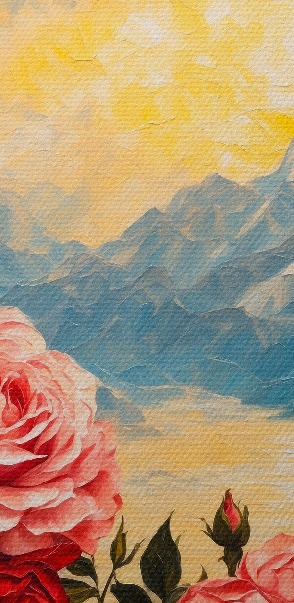 Peinture de fleurs et de montagnes Peinture de fleurs et de montagnes