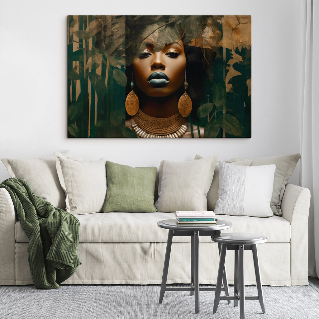 Enigmatic face amidst lush greenery Enigmatic face amidst lush greenery