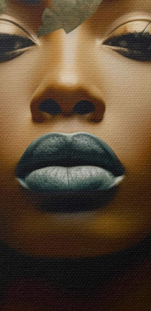 Enigmatic face amidst lush greenery Enigmatic face amidst lush greenery