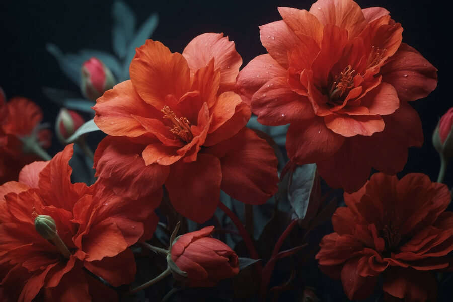 Groupe de fleurs rouges Groupe de fleurs rouges