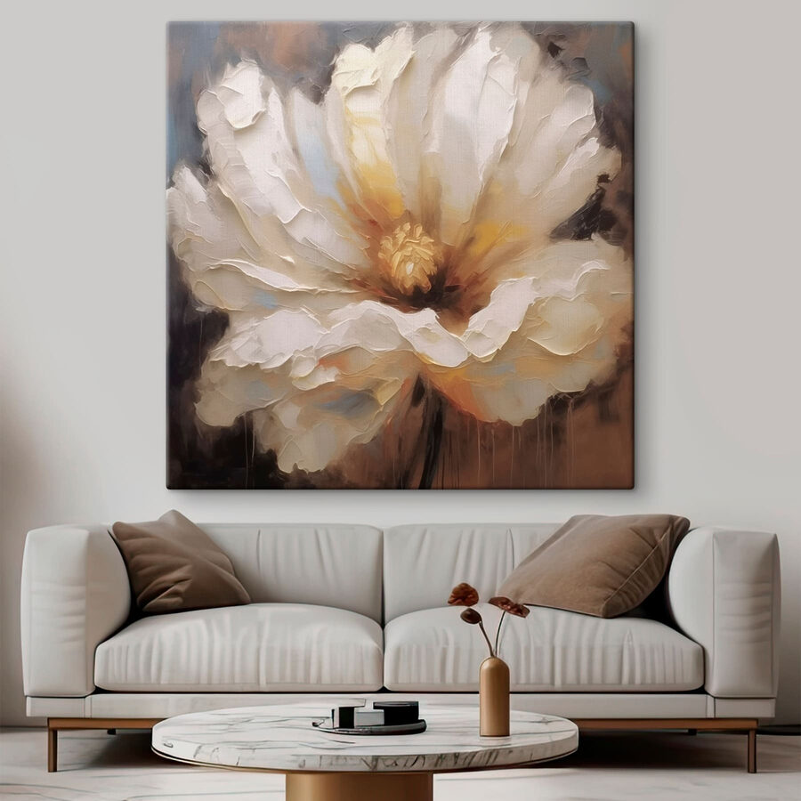 Peinture d'une fleur blanche