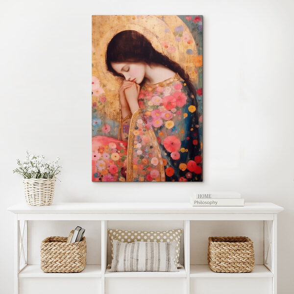 Peinture d'une femme dormant les mains croisées Peinture d'une femme dormant les mains croisées